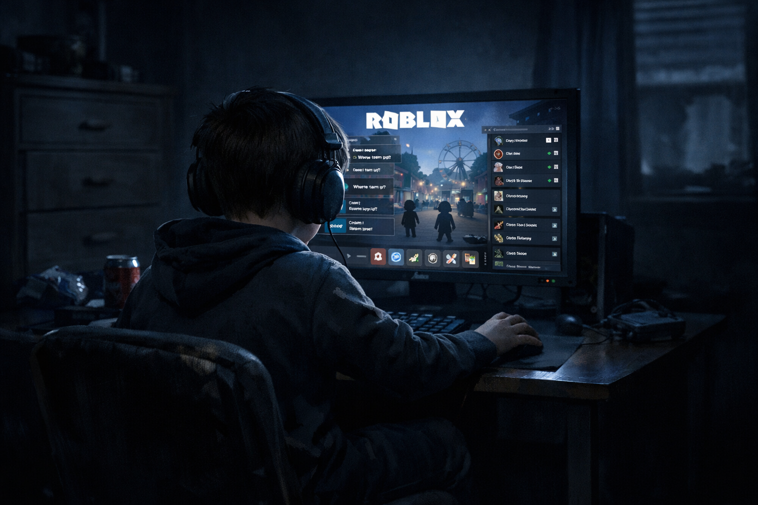 Criança jogando Roblox